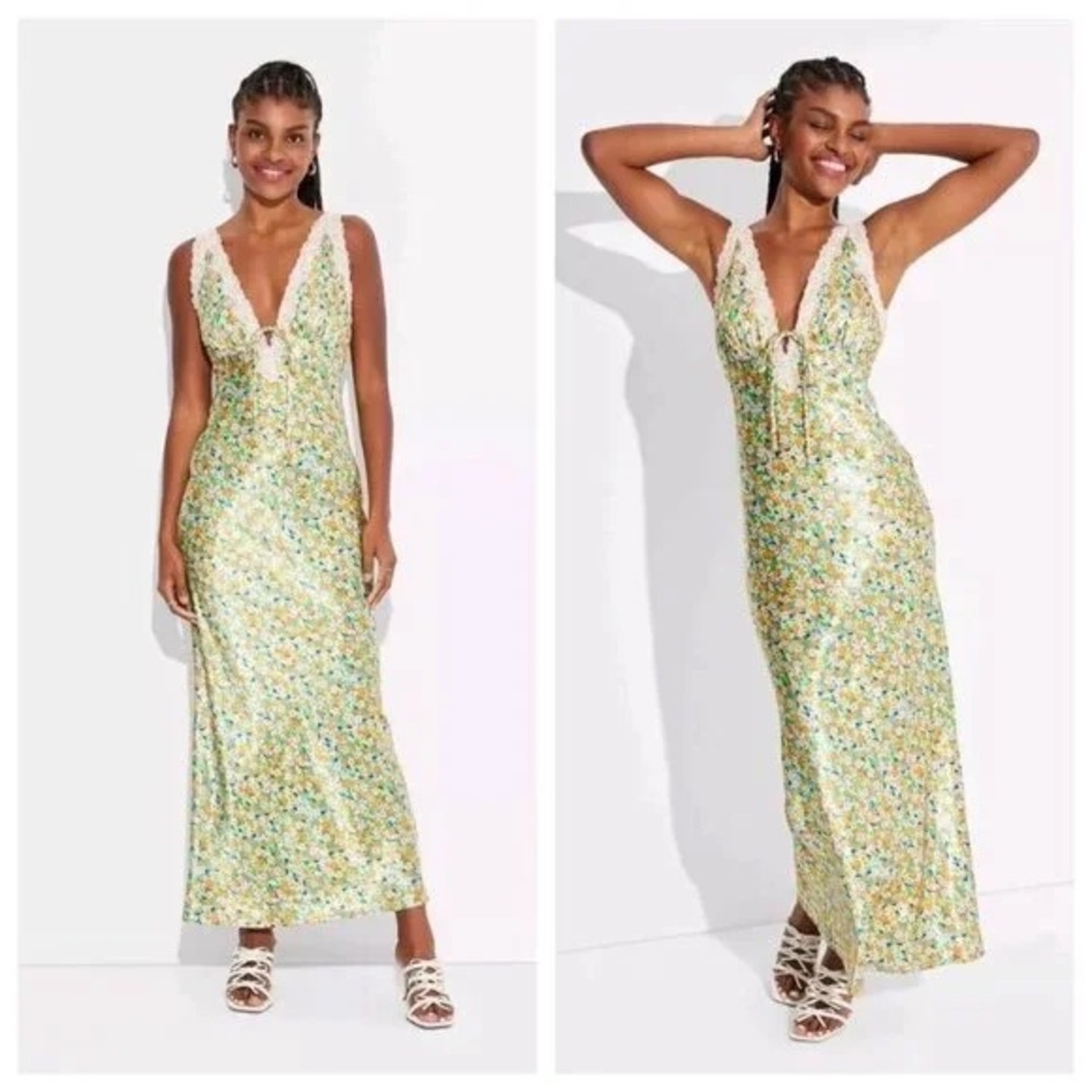 Floral Satin Maxi Dress